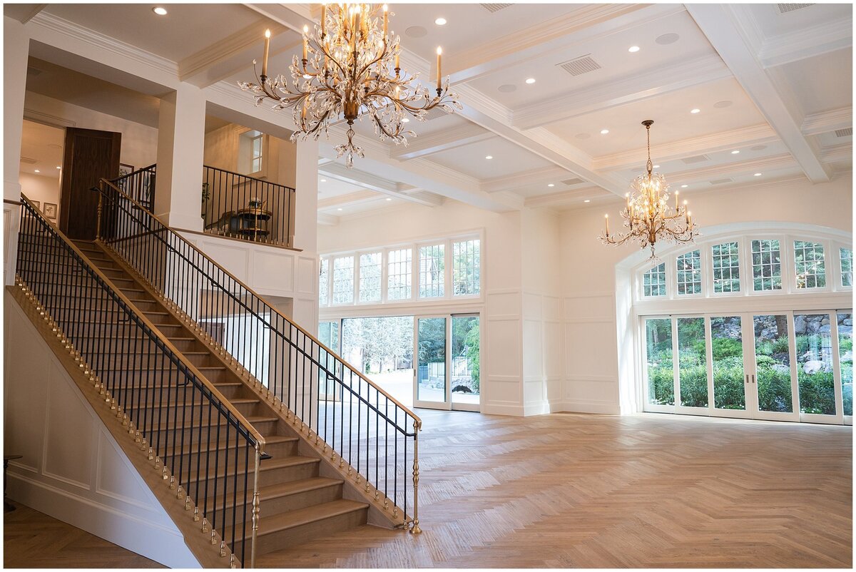 The stairs and windows to outside