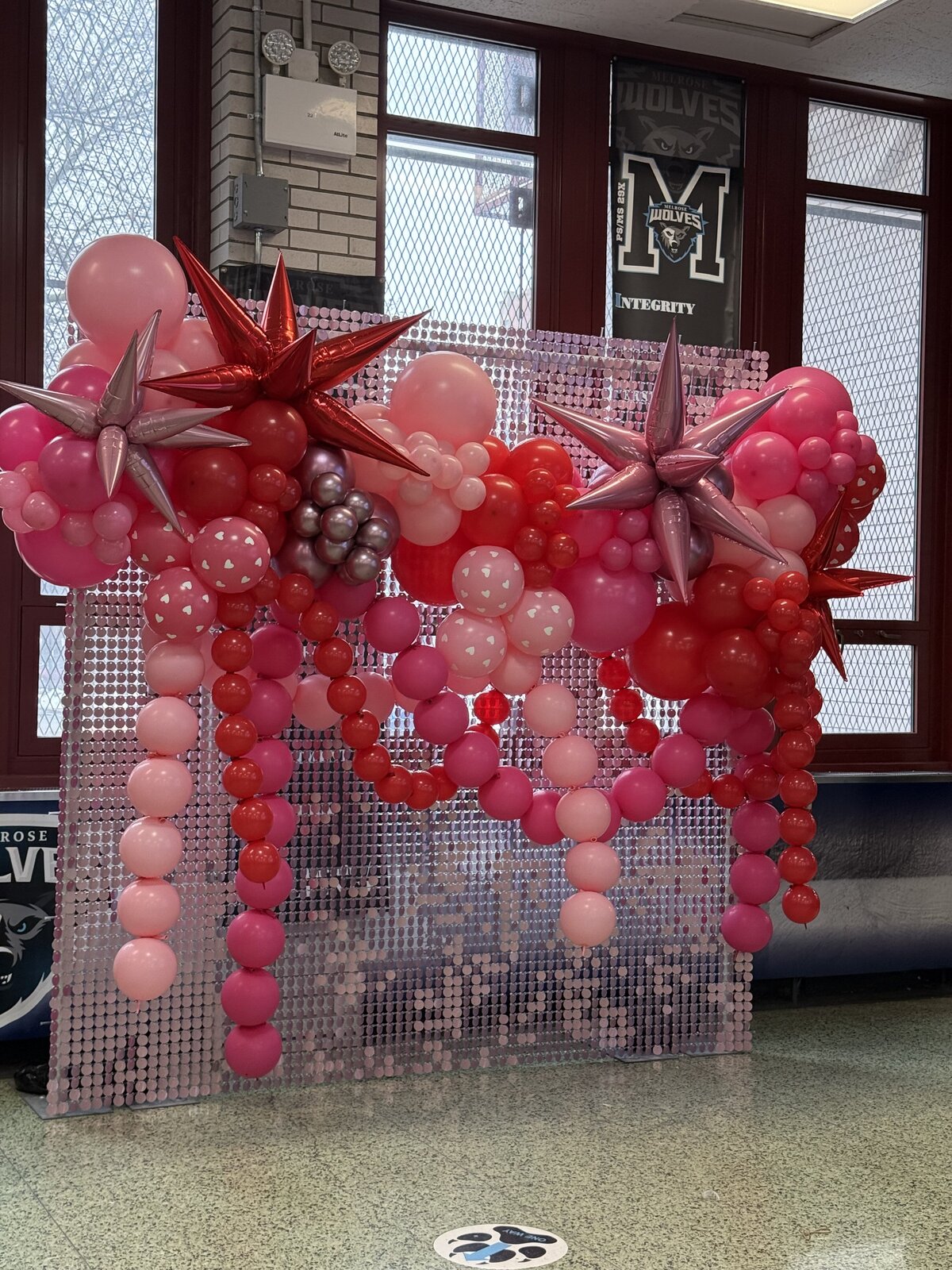 pink shimmer wall balloons