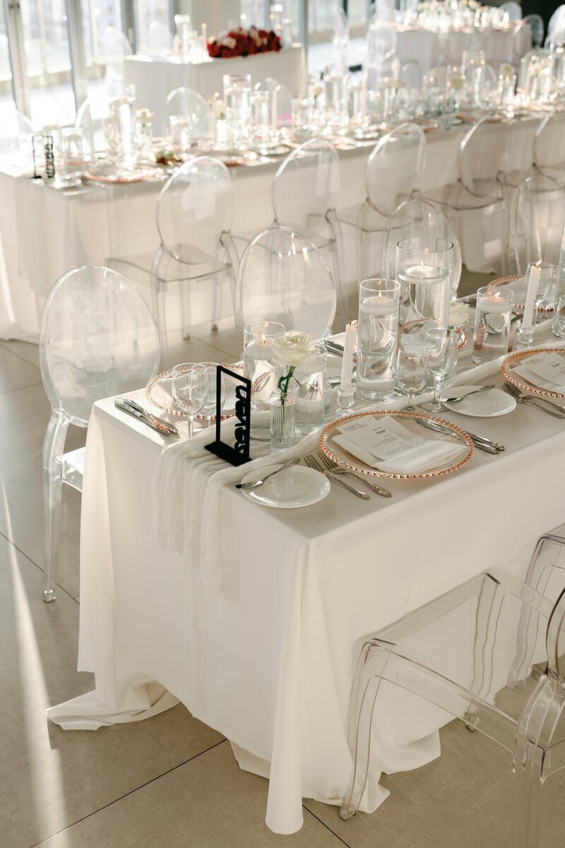 reception details for wedding at penthouse at riverside wharf​