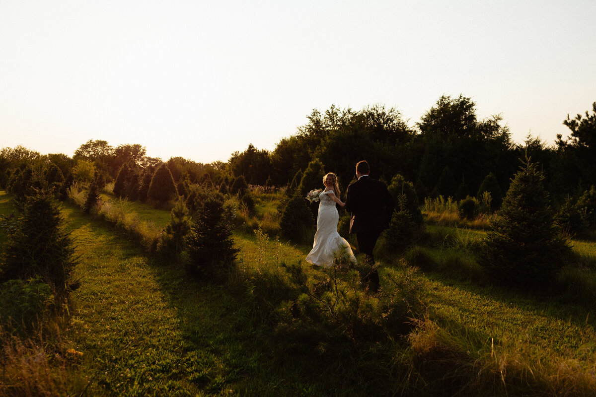 Iowa Wedding sunset flower field