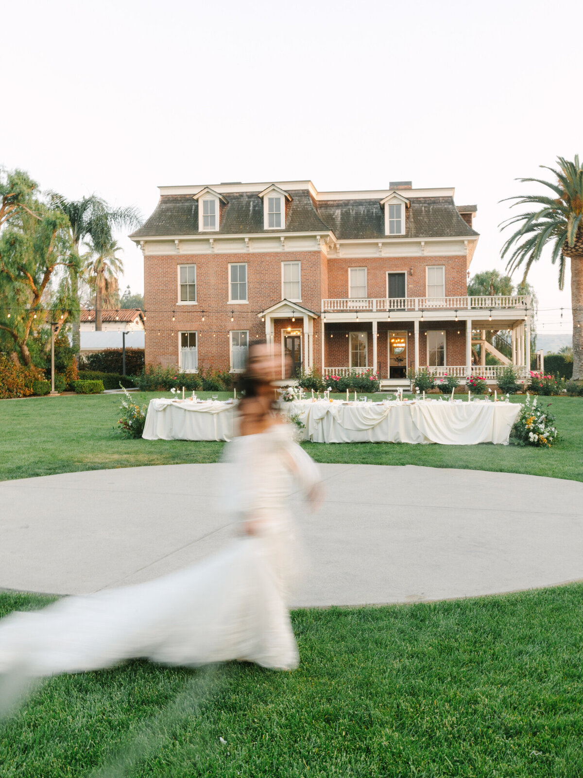 bride walking past barton house building