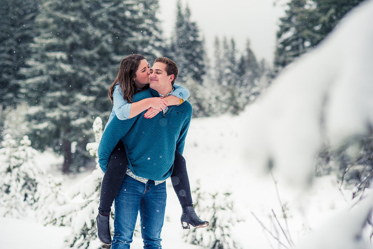 couple playing in snow