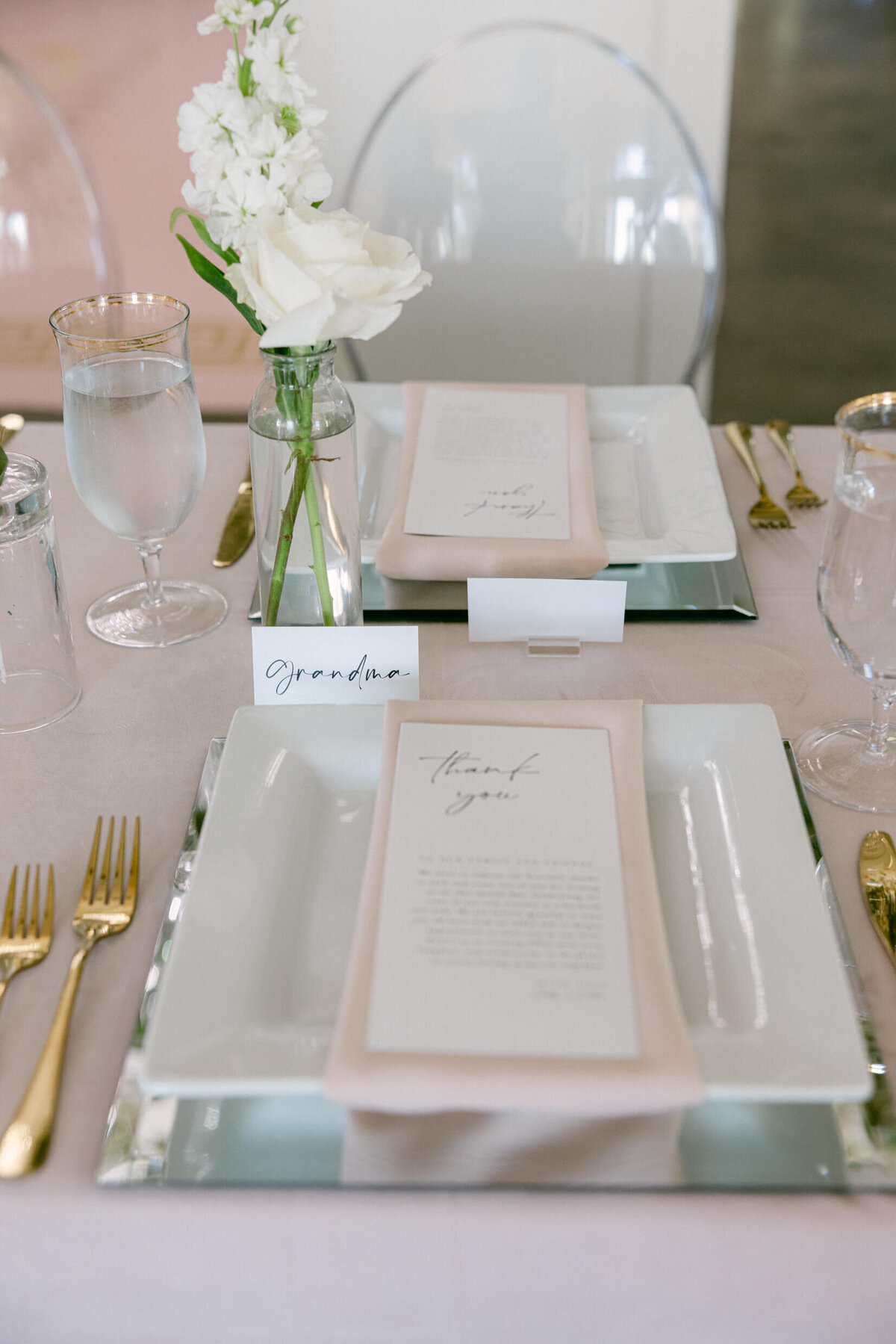 A wedding photo of the couples dinner menu