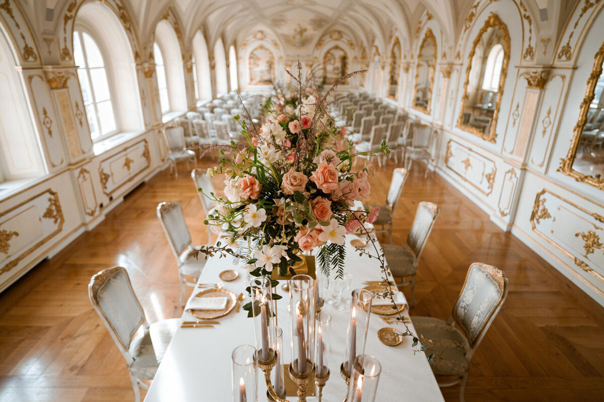 long banquet hall at La Corte Di Papi