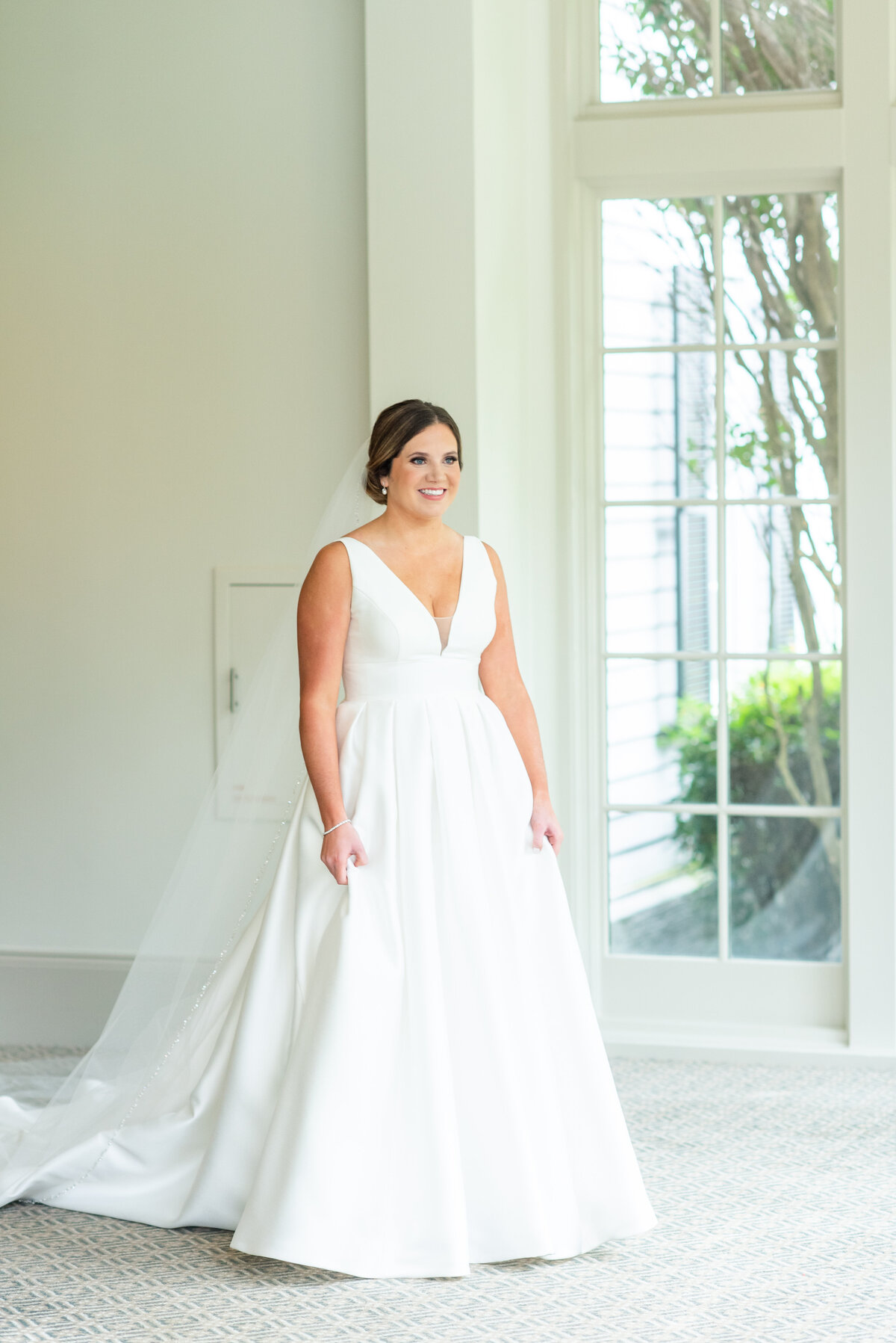 bride and groom's first look