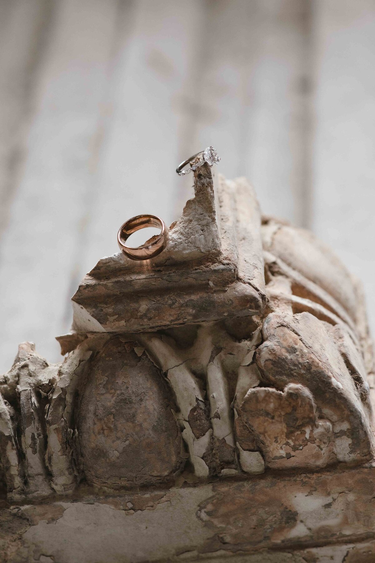 Unique wedding ring detail photo