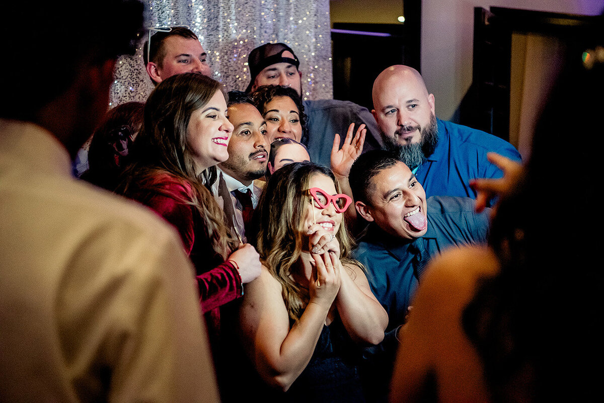 wedding guests posing