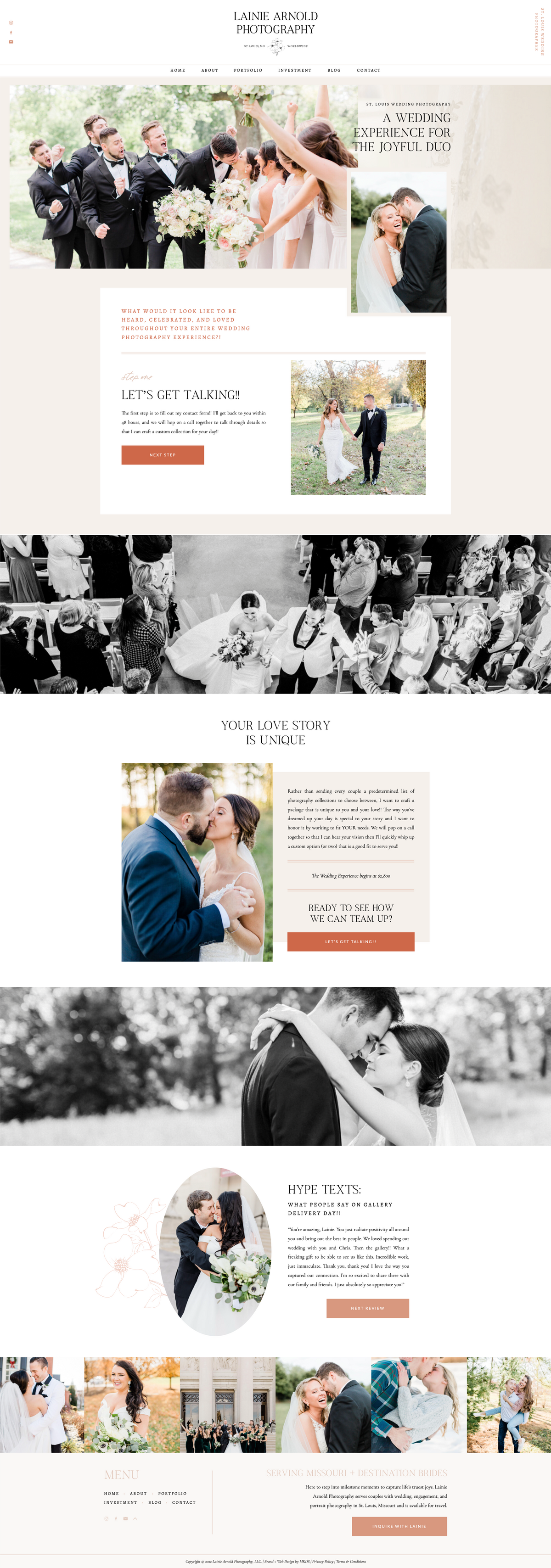 a mockup showing a joyful website design for a wedding photographer