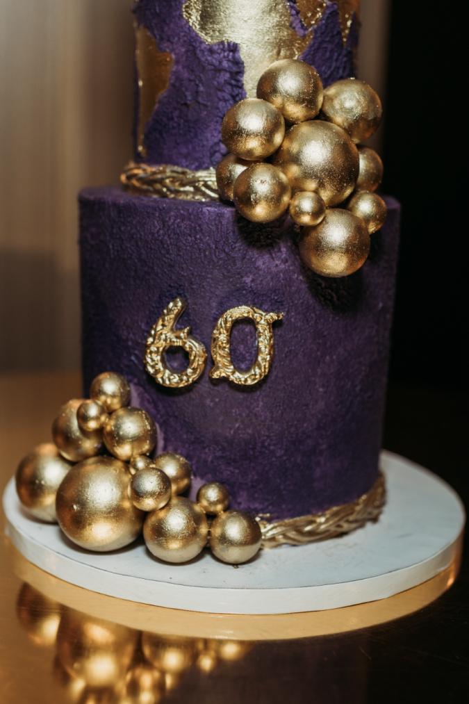 crown-royal-sage-green-birthday-party-gold-purple-cake
