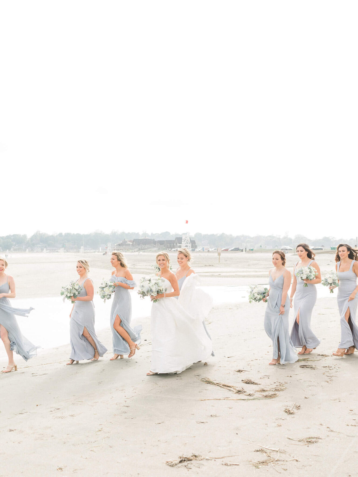 bridesmaids on a beach in newport RI