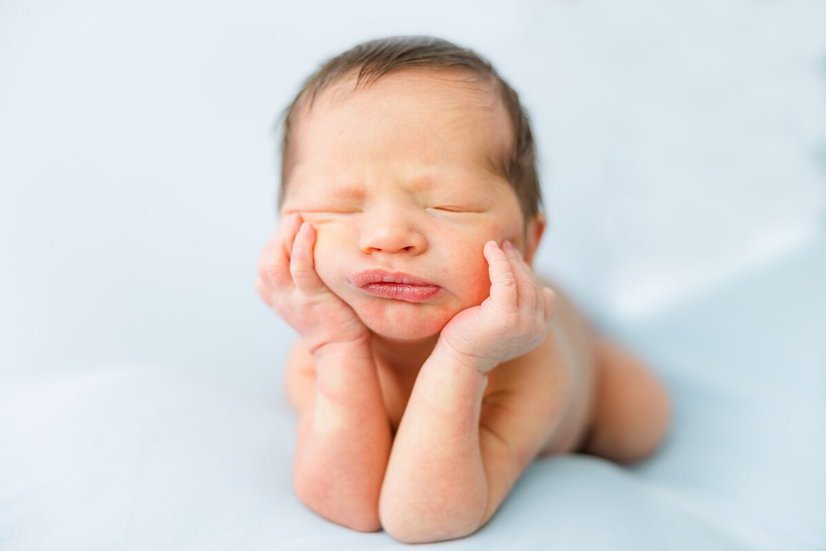 froggy pose for newborn babe, windsor, co