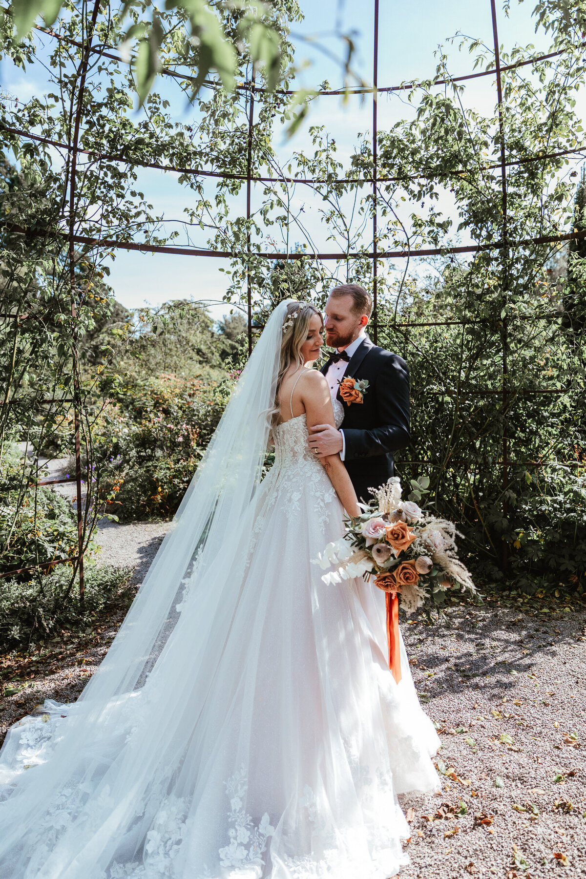 Beautiful couple at Middleton Lodge outdoor Summer wedding 