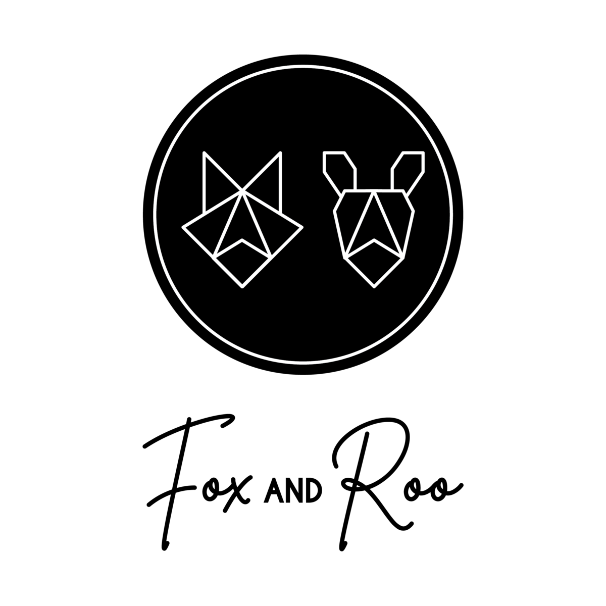 Fox and Roo Logo_Icon_Name_Black