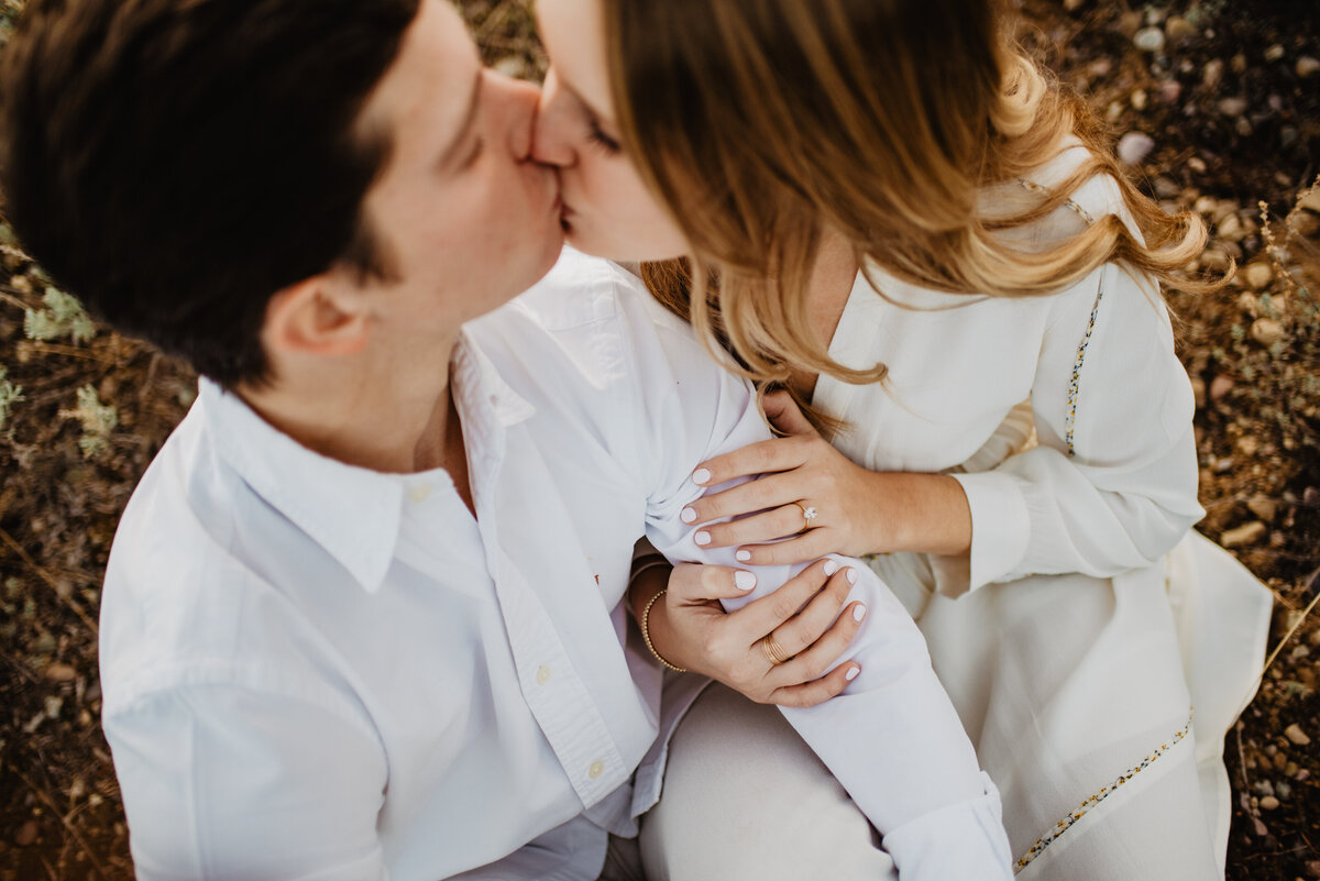Photographers Jackson Hole capture couple kissing during engagements