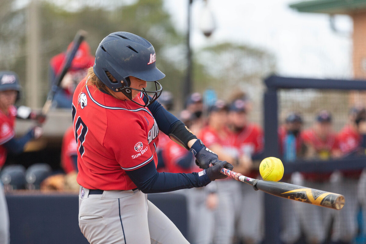 Kassidy Wilcox from Brantley, Alabama swings at a pitch.