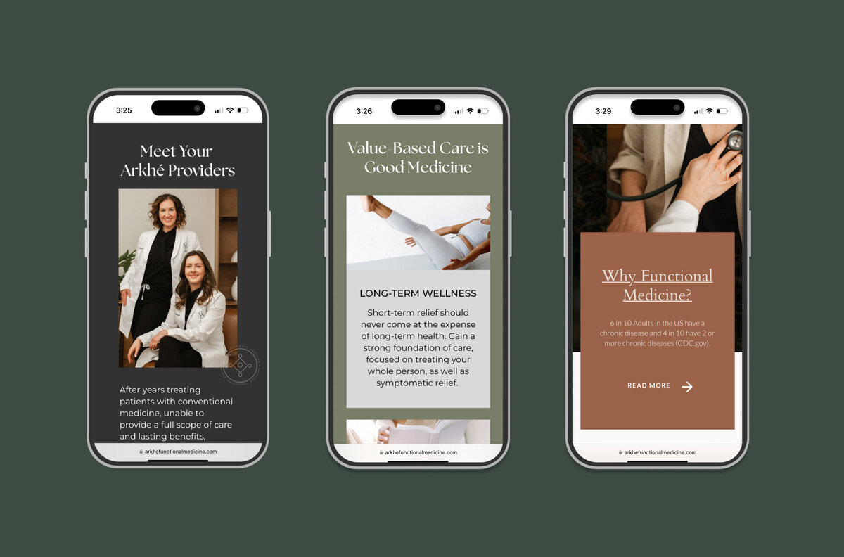 Arkhé Functional Medicine website mobile