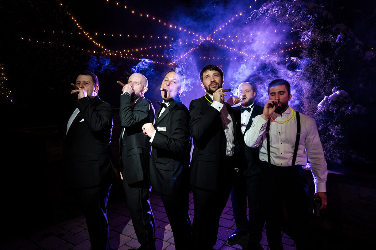 Groom and groomsmen cigar photos