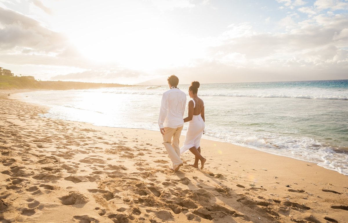 Capture Aloha Photography at The Westin Maui Resort and Spa with Groom and Bride at the beautiful beach and sunset