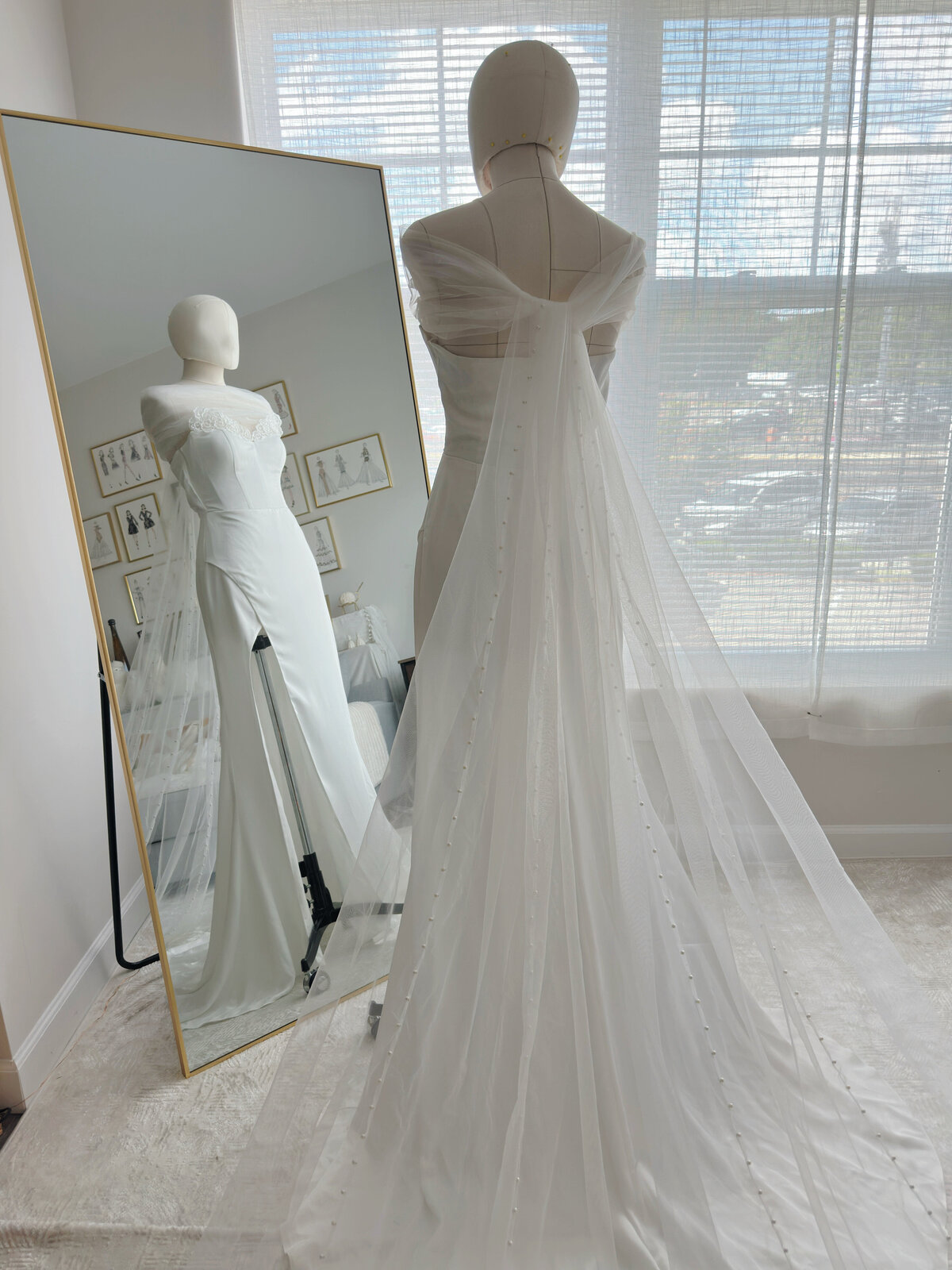 Timeless pearl detailed bridal scarf that elevates any wedding gown with charm
