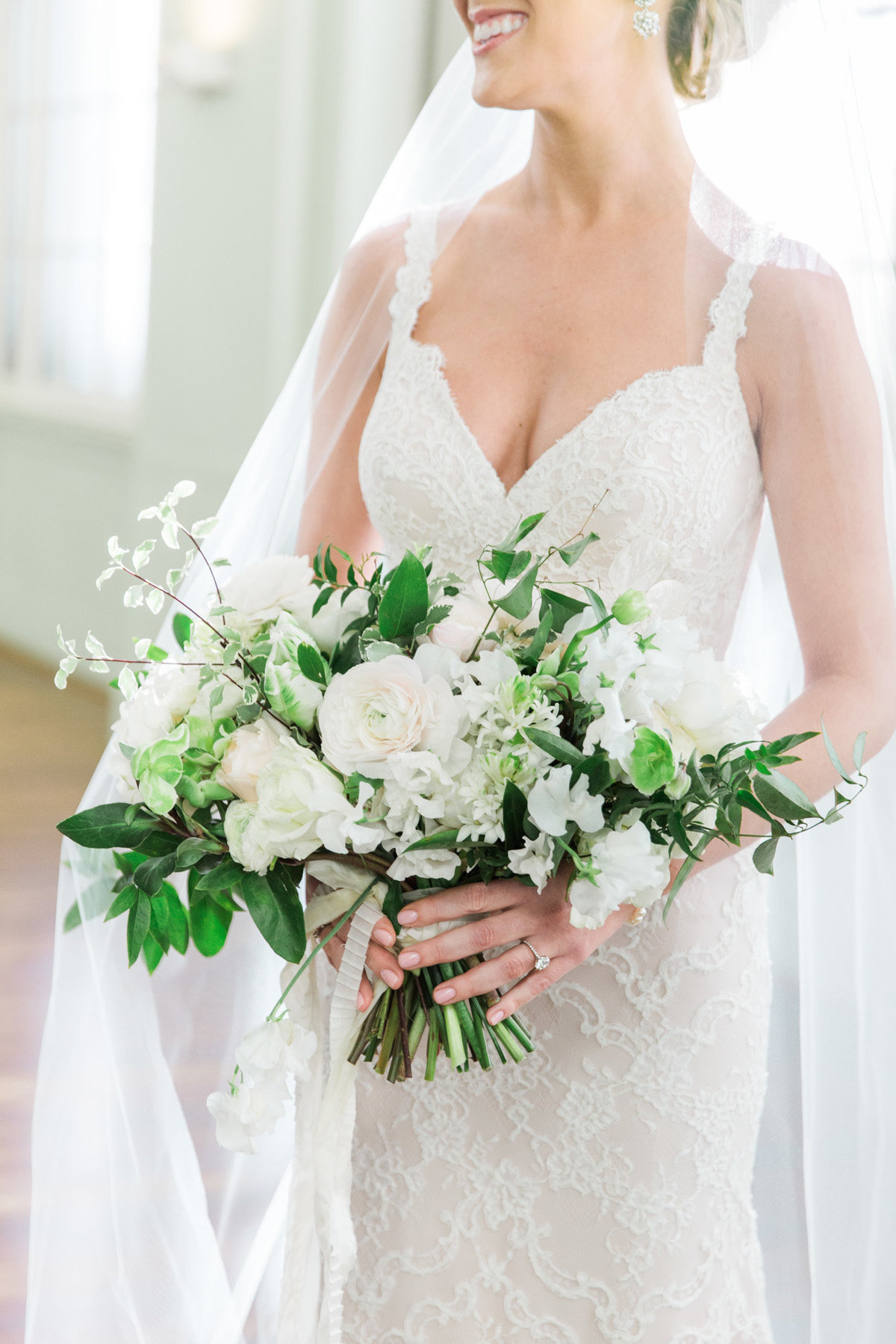 Amy Osaba wedding florals were a vision for this Biltmore Bride.  Photo by luxury photographer, Rebecca Cerasani.
