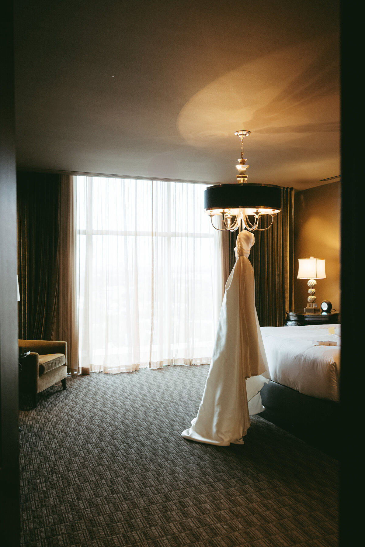 A photo of the wedding gown at the Hotel Zaza wedding in Houston.