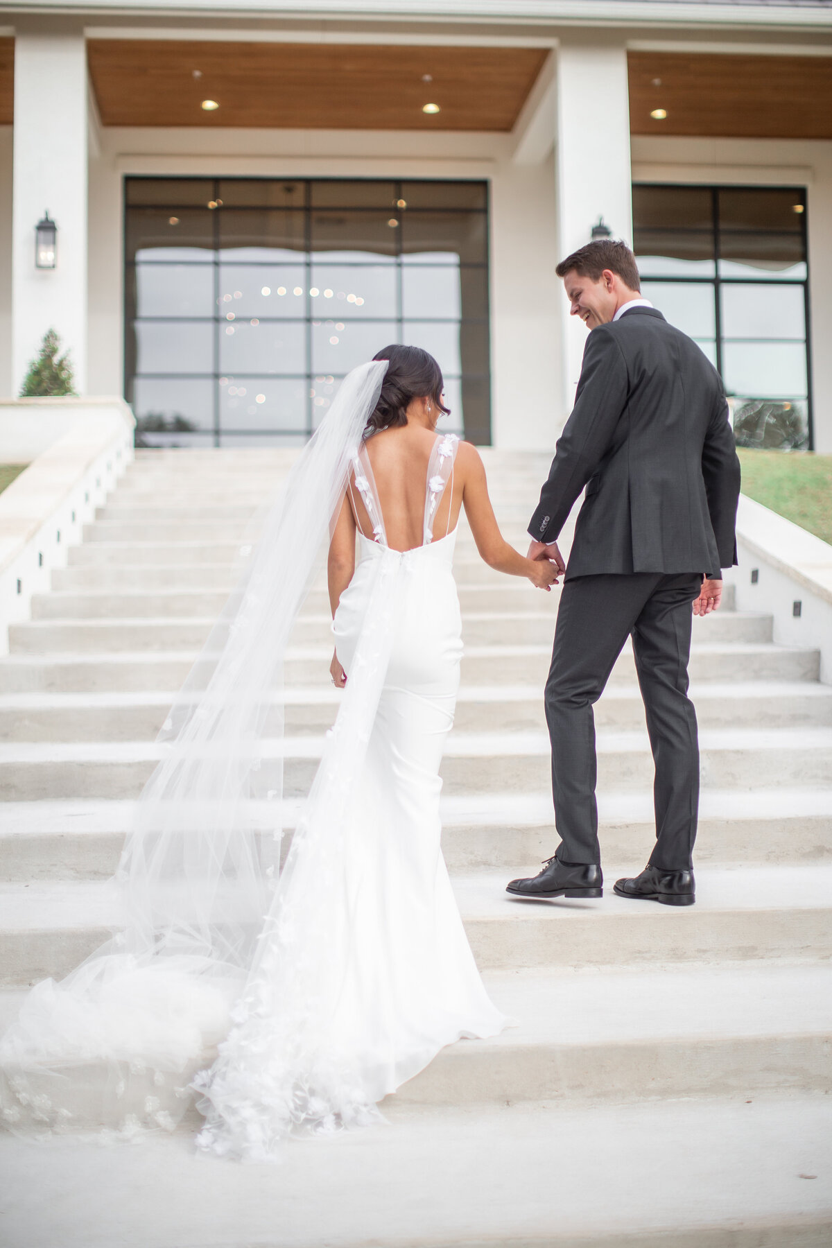 Wedding portrait on stairs at The Arlo venue