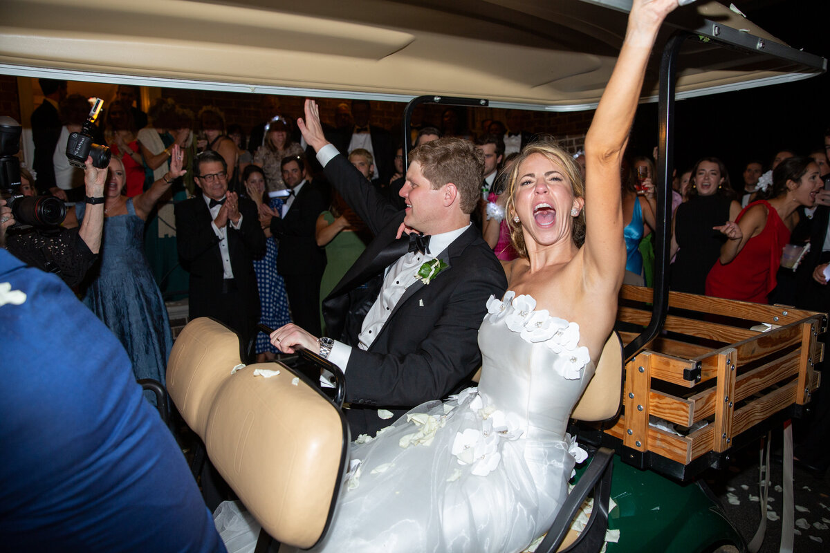 Departure on Golf Cart at Peachtree Golf Club Wedding