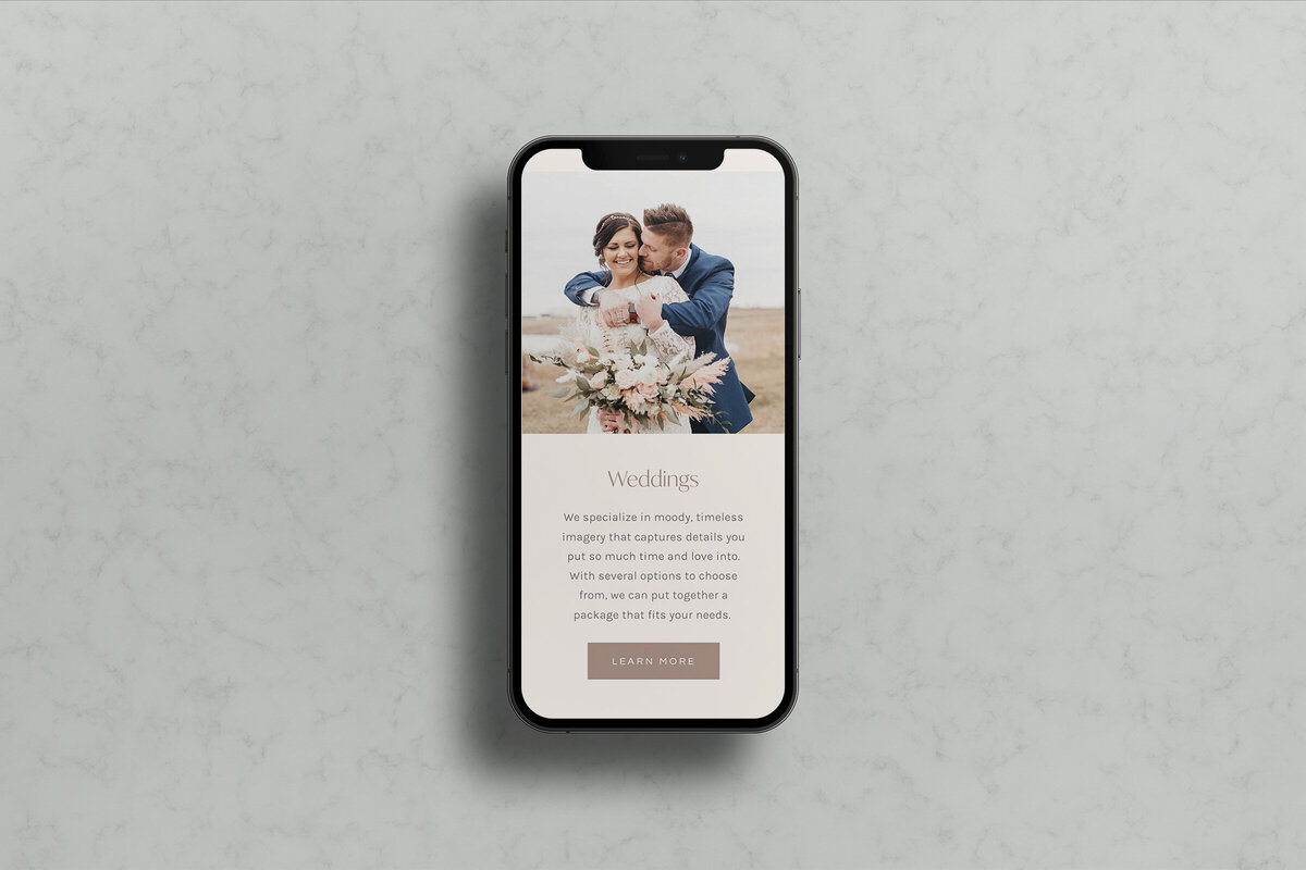 Sweet Scales Photography Website Mockup on Mobile Device