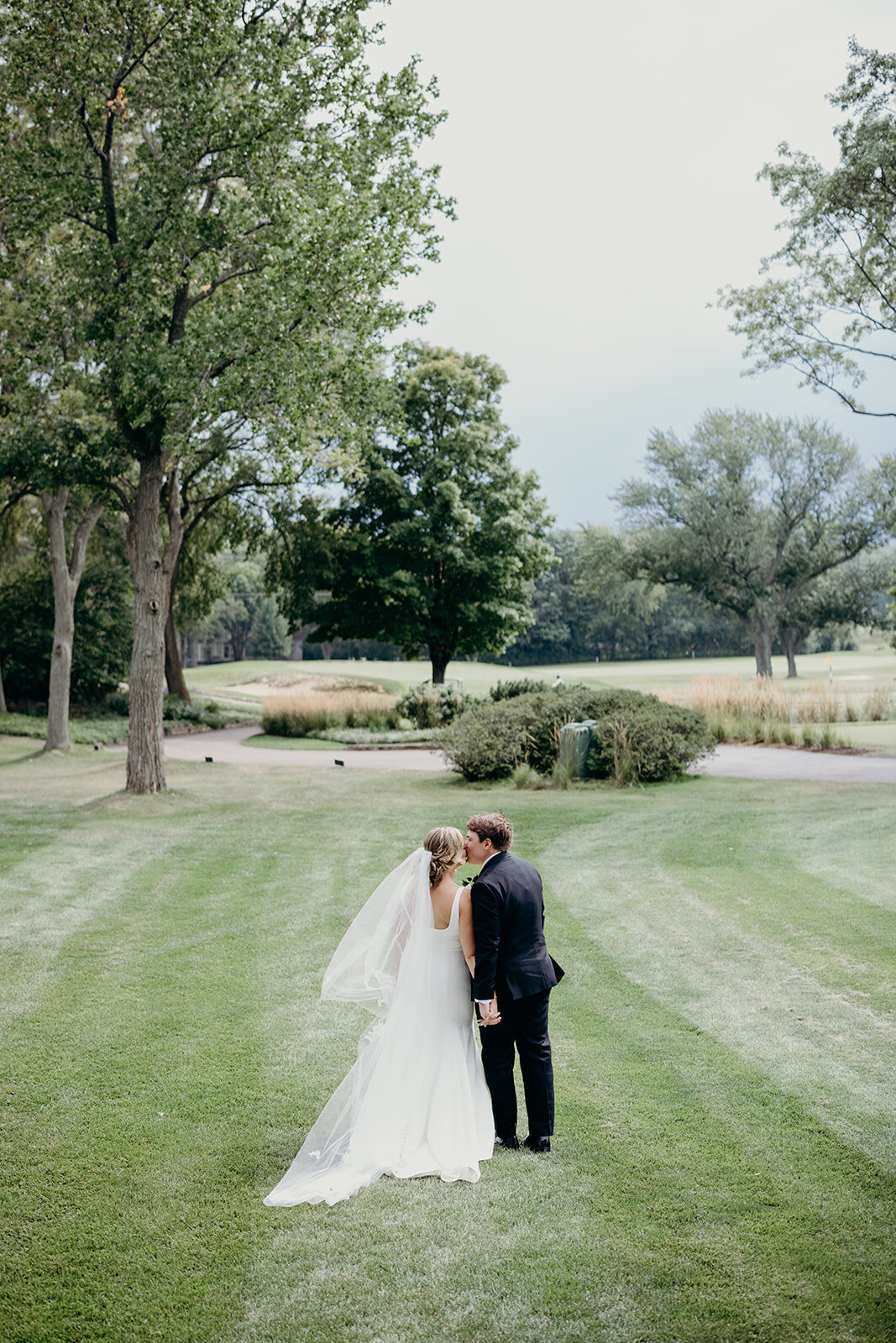 Bride and Groom on golf course