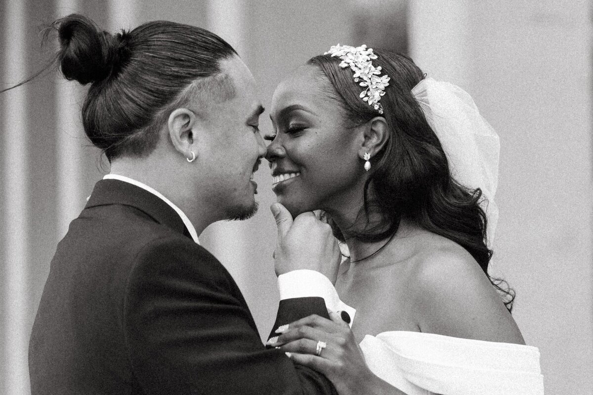 bride and groom share a kiss after their destination wedding