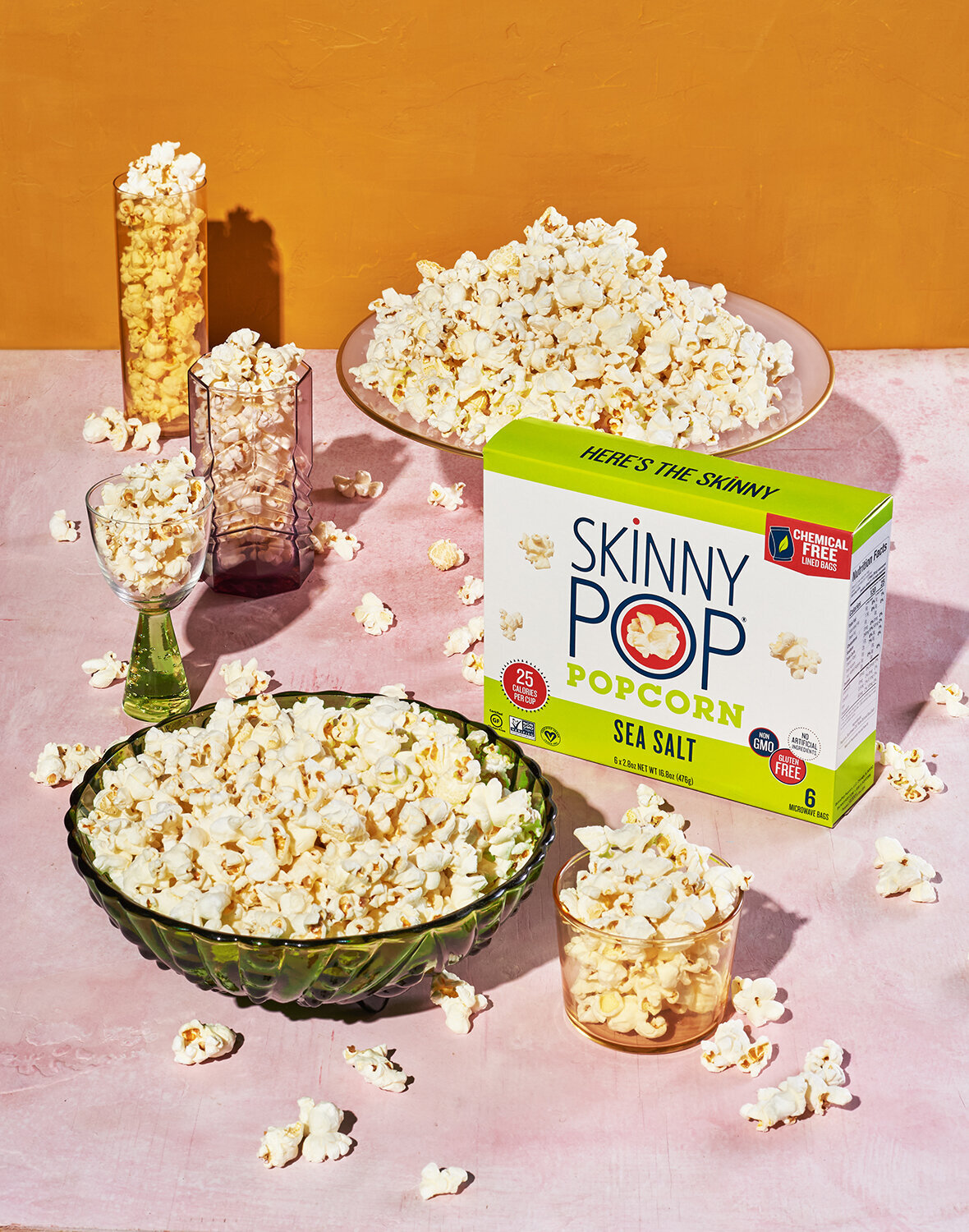 skinnypop popcorn packaging still life