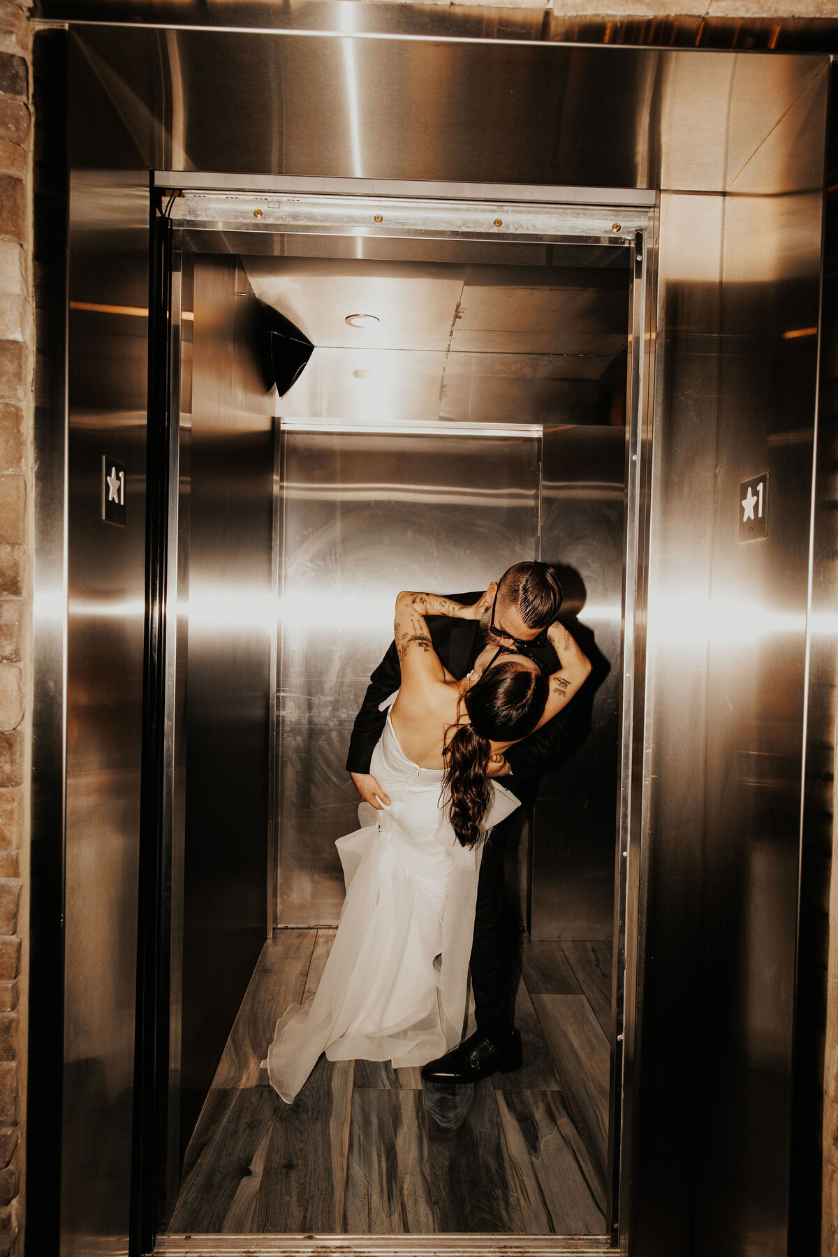 Stylish party atmosphere during a Stone House wedding reception.

