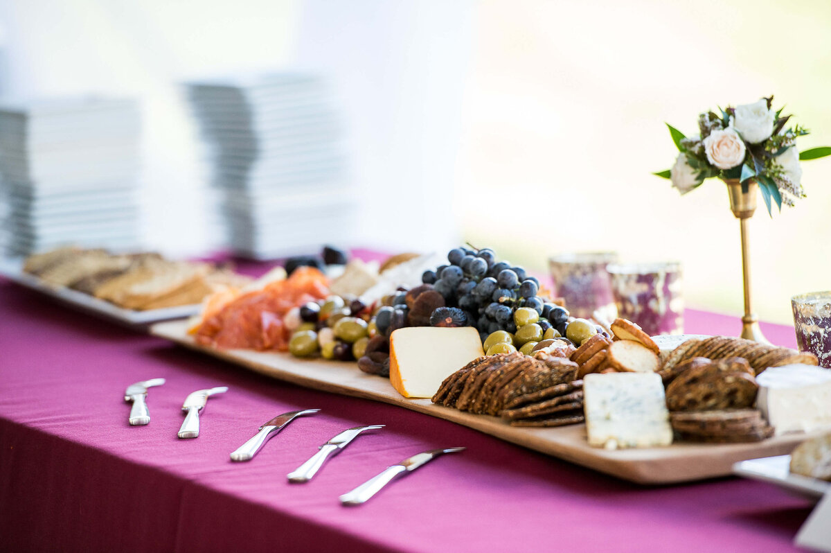 A cheese tray ready to be served to guests as part of a corporate anniversary celebration.  Captured by Ottawa Event Photographer JEMMAN Photography COMMERCIAL