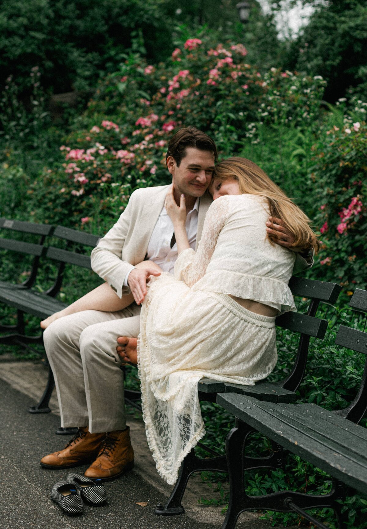 Cinematic couples photography near Belvedere Castle, Central Park.