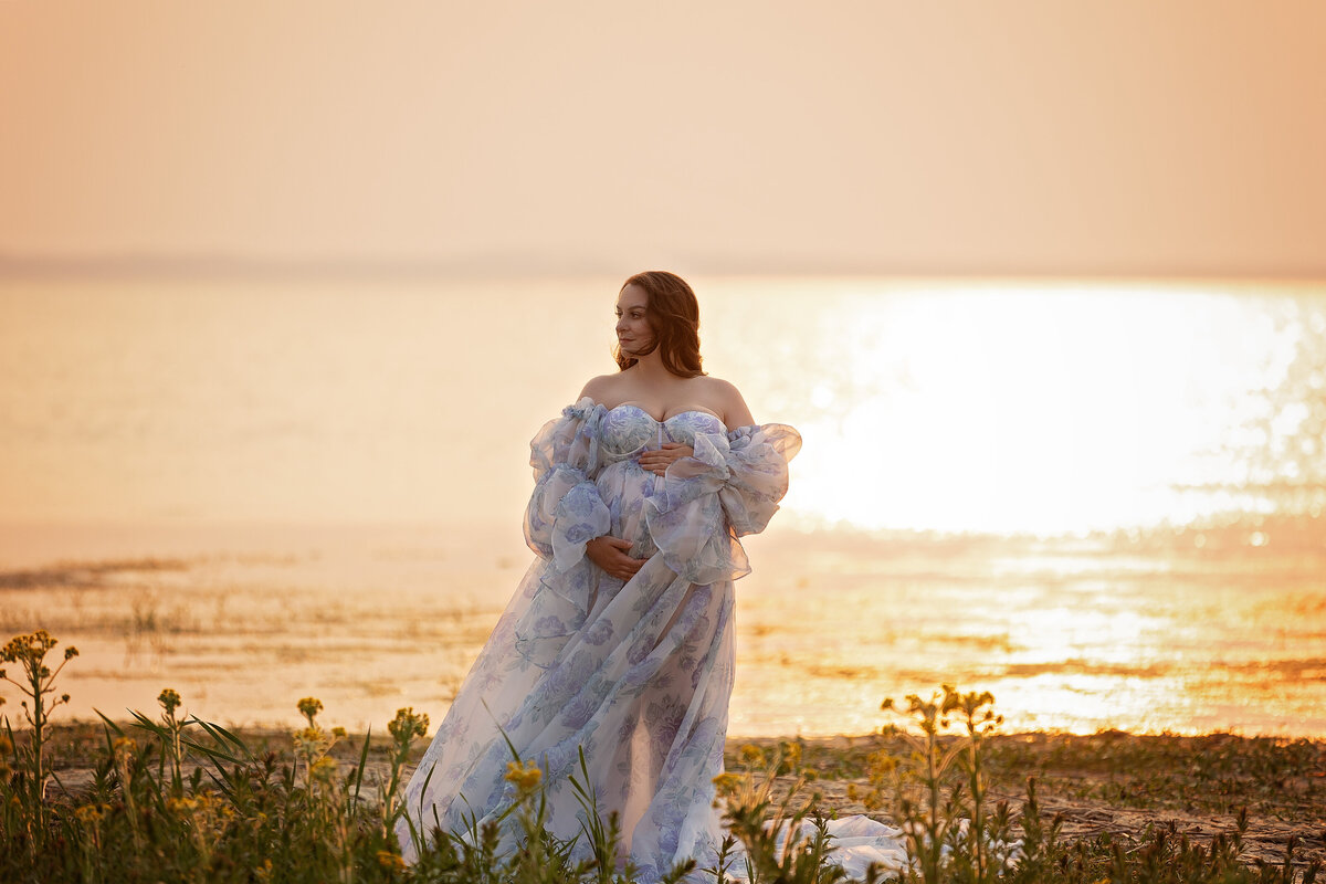 Sunet beach maternity session. Wind blown hair.