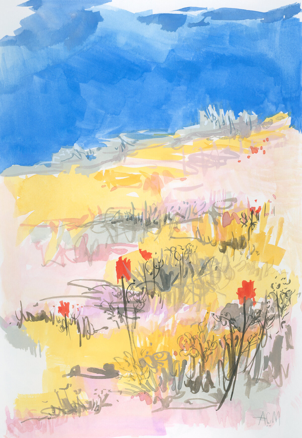 Driftwilde_gouache_20220804_16_POD_hillside-gouache_reprint-original-artwork-waterbased-media_Anne-Cressey_A.-C._McGraw