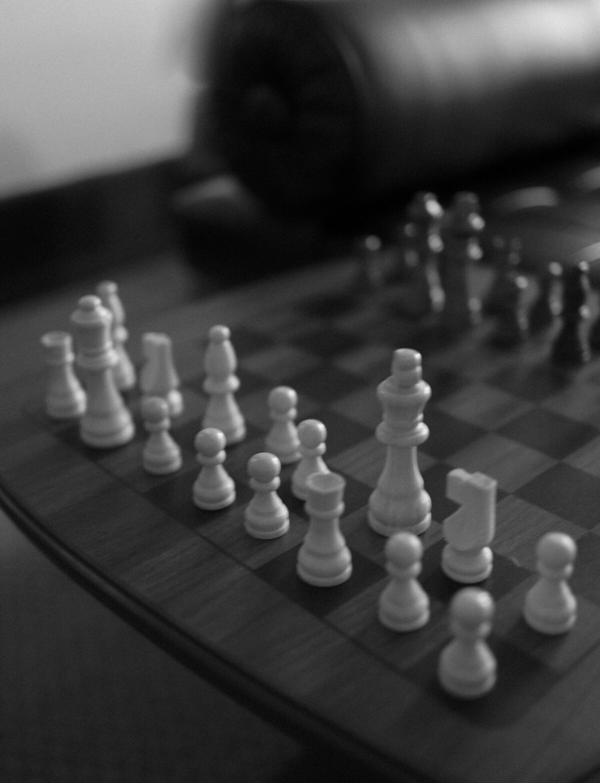 custom stock photo, film branding photo, chess set at ALEO Detroit 