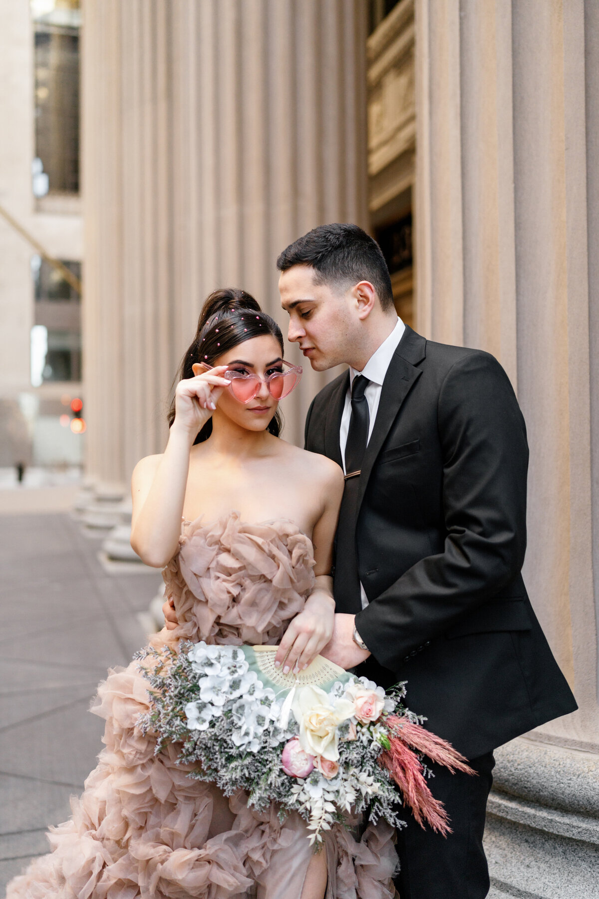 Aspen-Avenue-Chicago-Wedding-Photographer-Rookery-Engagement-Session-Histoircal-Stairs-Moody-Dramatic-Magazine-Unique-Gown-Stemming-From-Love-Emily-Rae-Bridal-Hair-FAV-81