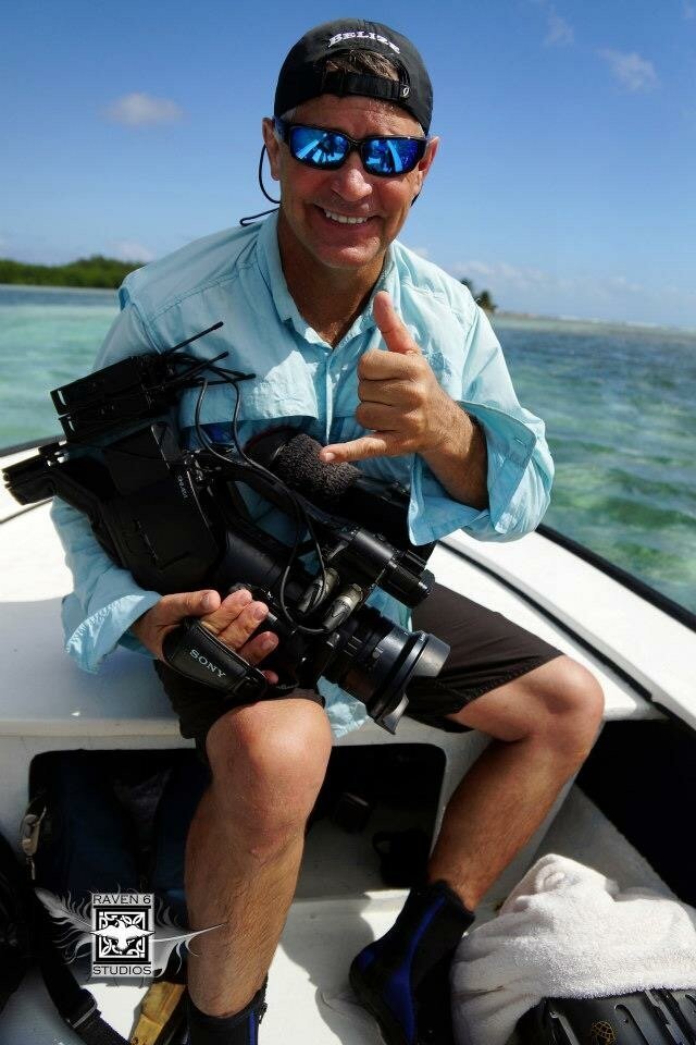 Outdoor producer Rick Westphal filming Bone fishing in Belize with Raven 6 Studios