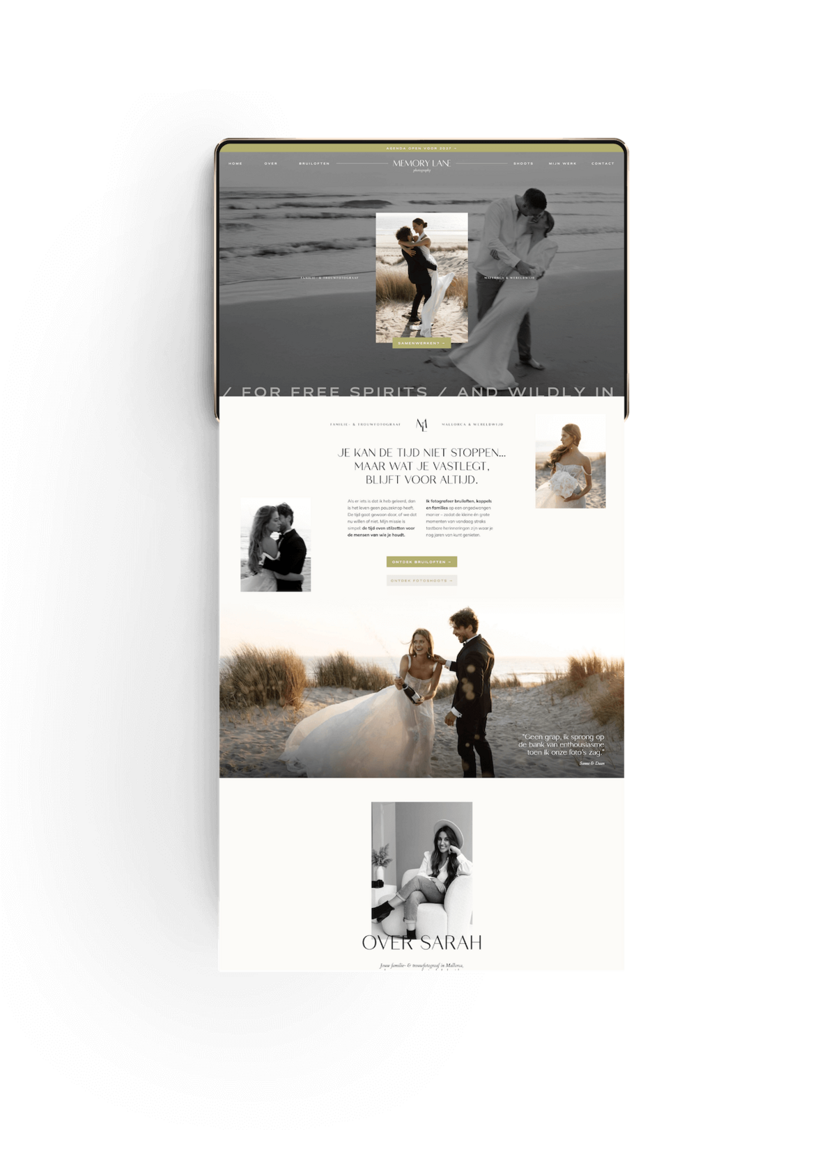Tijdloze Showit website template voor trouwfotografen