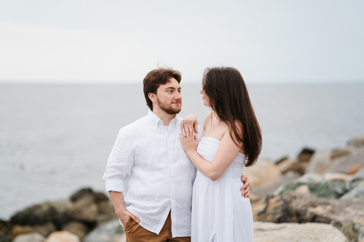 Rockport MA engagement photographer capturing scenic waterfront portraits