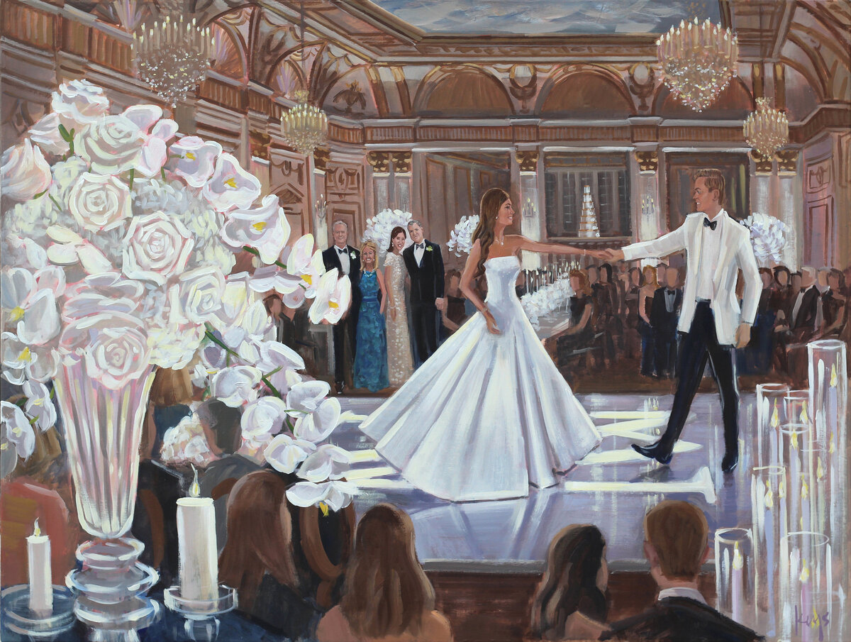 Nikki and Drew, Live Wedding Painting, Fairmont Copley Plaza, Boston, MA, hi res