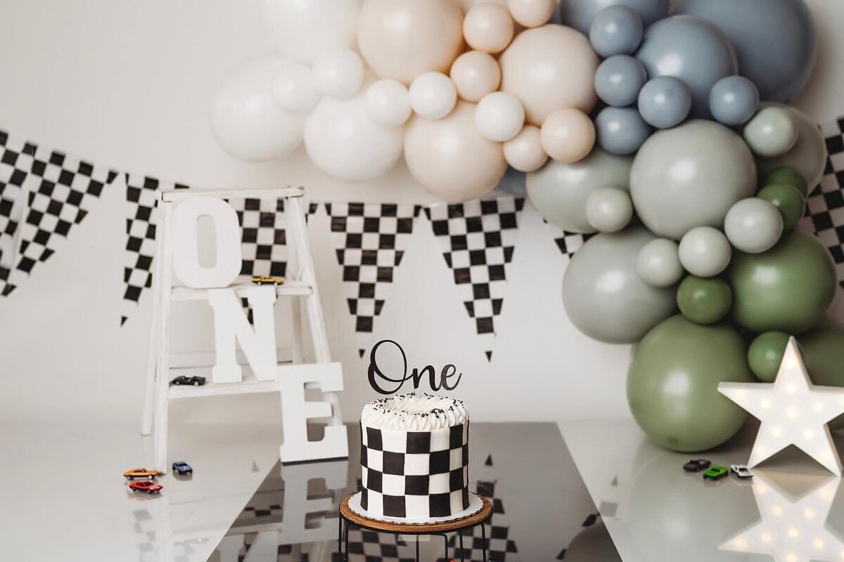 Retro checkerboard birthday cake topper