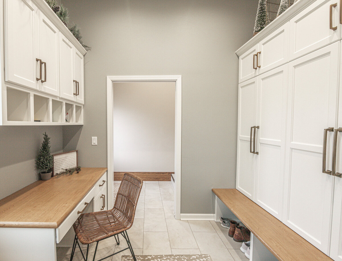 white mudroom cabinets