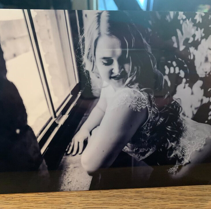 Boudoir Metal wall art of a black and white image taken in Minneapolis MN