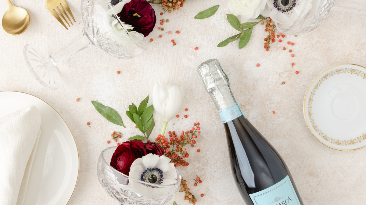 image of champagne bottle and glasses