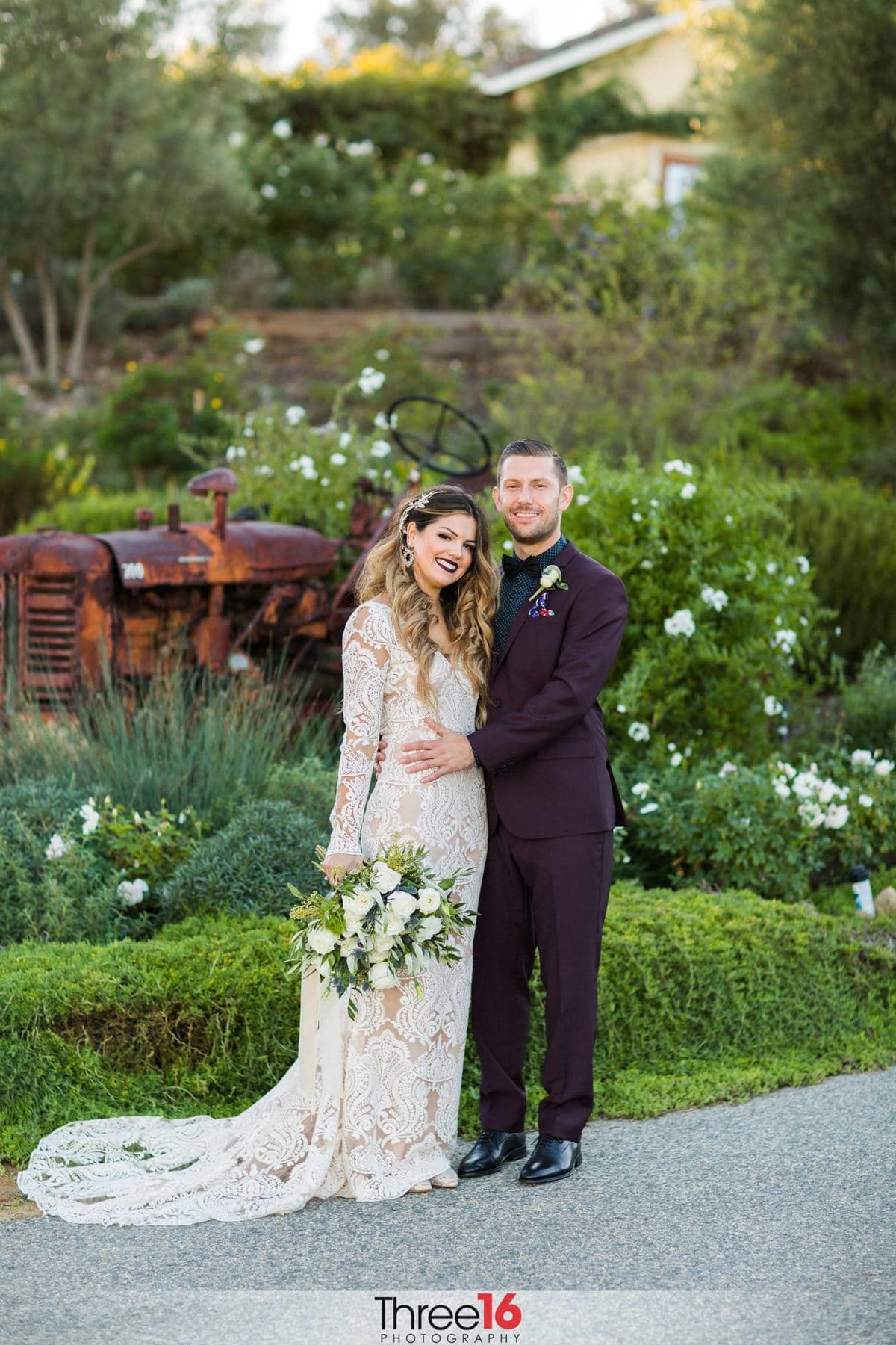 Bride and Groom posing for a photo