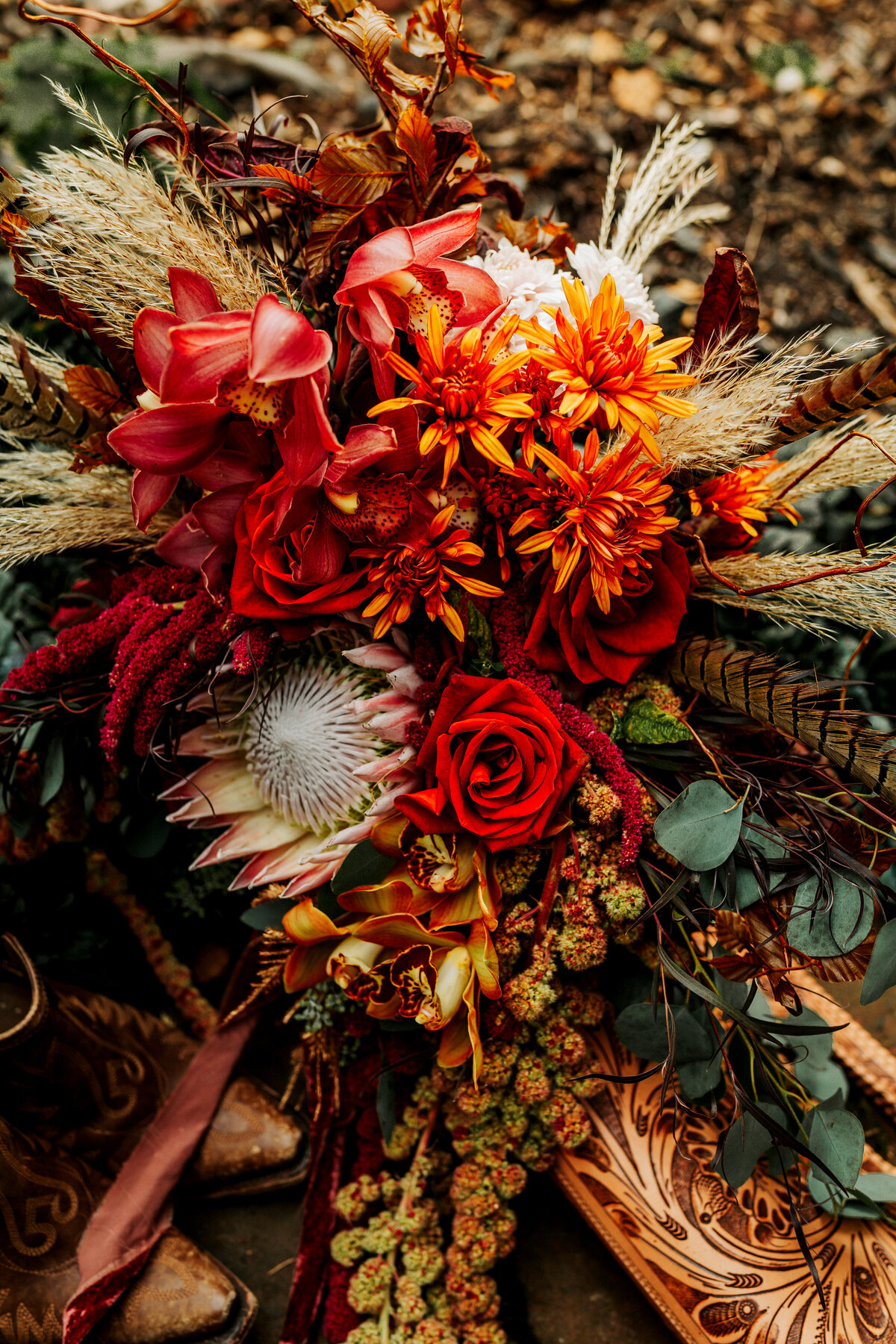 wedding flowers and cowboy boots
