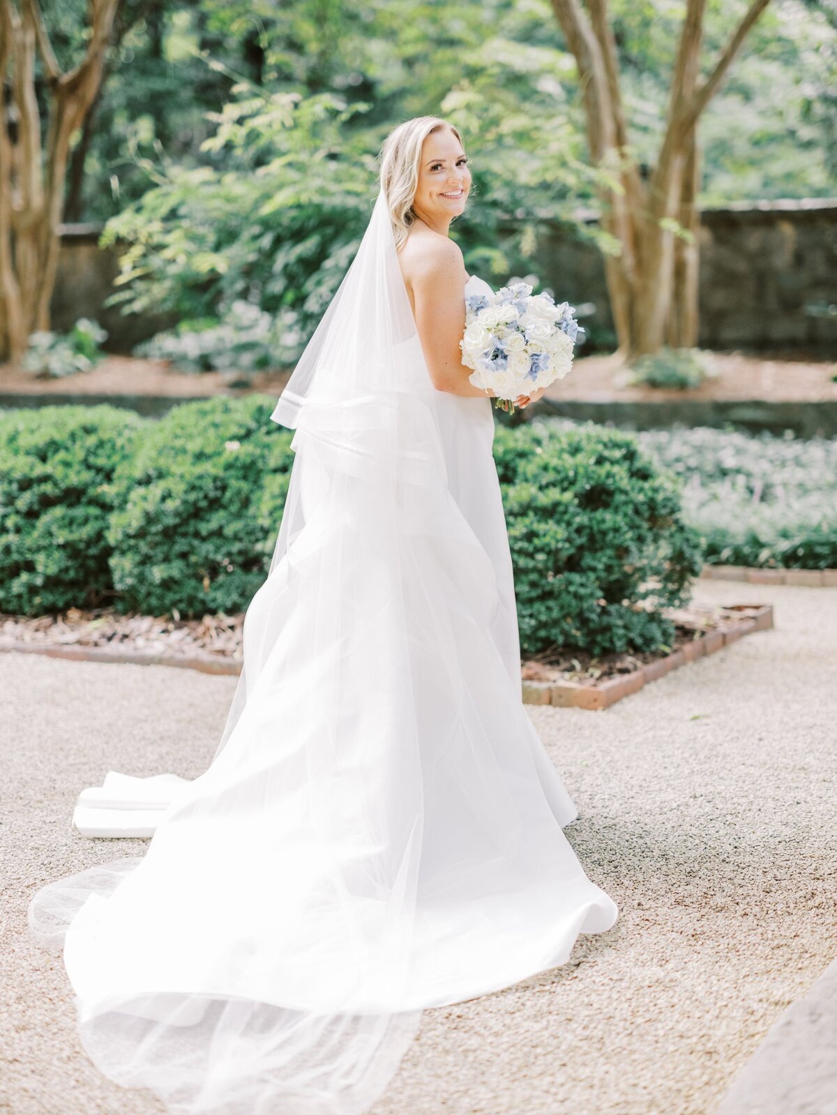 Bride in Swan House Garden