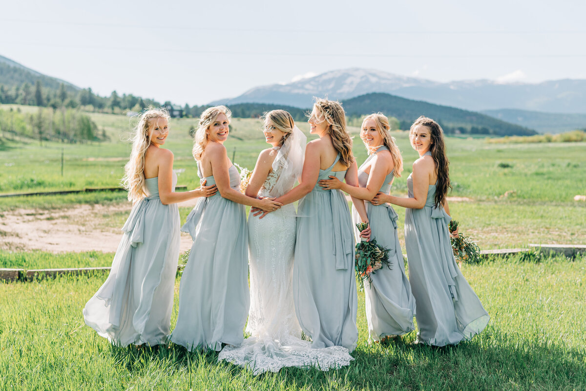 Bridesmaids in field